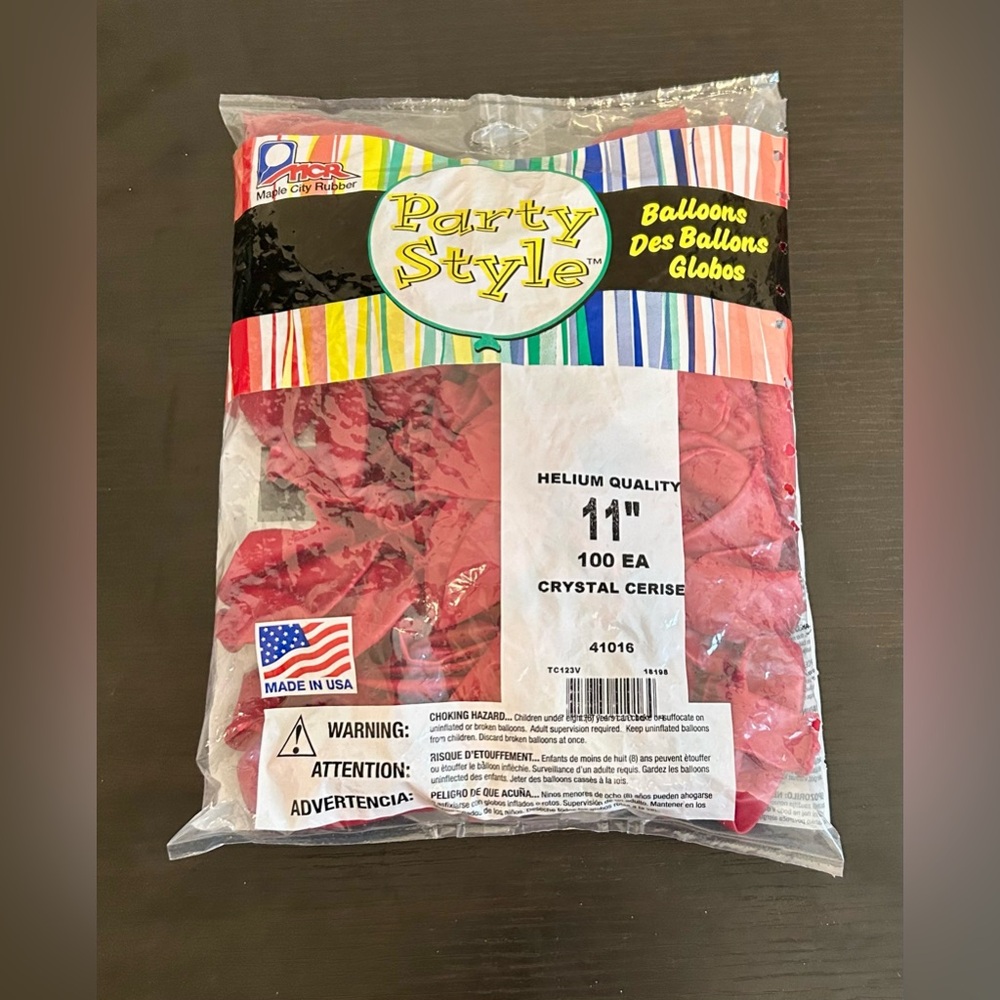 11” 100 count balloons Maple City Rubber Red Balloons Crystal Cerise